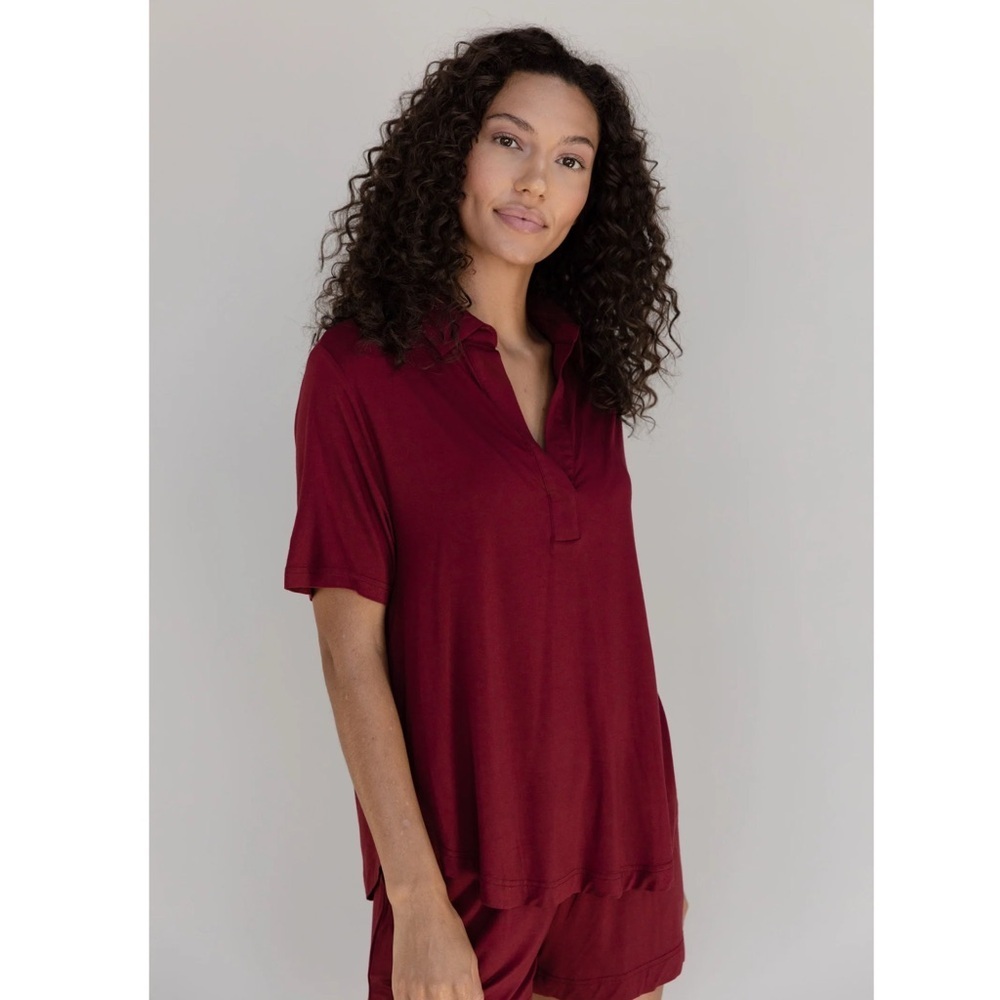 NWT Cozy Earth Women's Bamboo Stretch-Knit Short Sleeve Polo Sz XXXL
